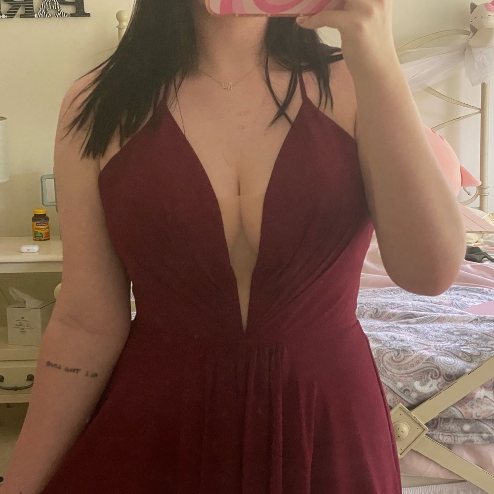 Chiffon Short Burgundy Prom Dress